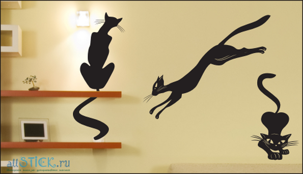 Кошки на стену трафарет из бумаги