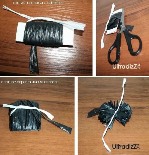 Помпоны из мусорного пакета своими руками