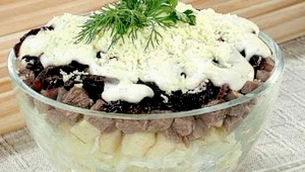 Салат из языка говяжьего с черносливом рецепт с